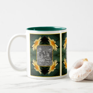 Tasse 2 Couleurs Cadre Fleur Jaune Faisée Ajouter Votre Photo