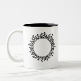 Tasse 2 Couleurs Cadre floral Nom personnalisable Monogramme