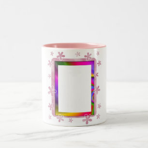 TASSE 2 COULEURS CADRE PHOTO FLORALE