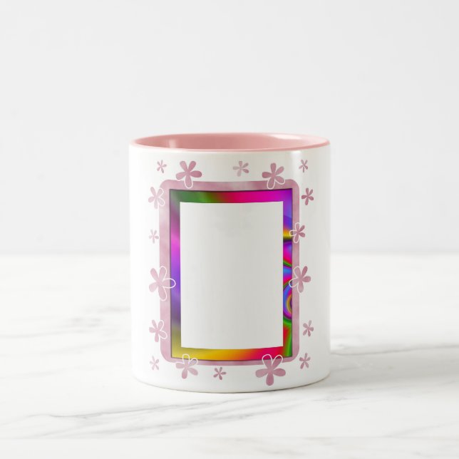 TASSE 2 COULEURS CADRE PHOTO FLORALE (Centre)