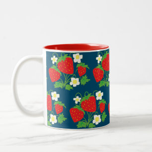 Tasse 2 Couleurs Café à deux tons Motif à fraises et à fleurs b