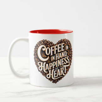 Tasse 2 Couleurs Café à la main, bonheur au coeur - Amateur de café
