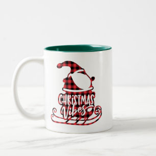 Tasse 2 Couleurs Café Candy Joyeux Noël Plaid Père Noël Sleigh
