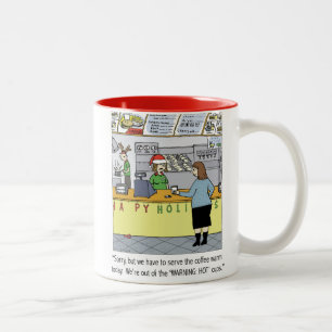Tasse 2 Couleurs Café Chaleureux Caricature Humoristique Drôle