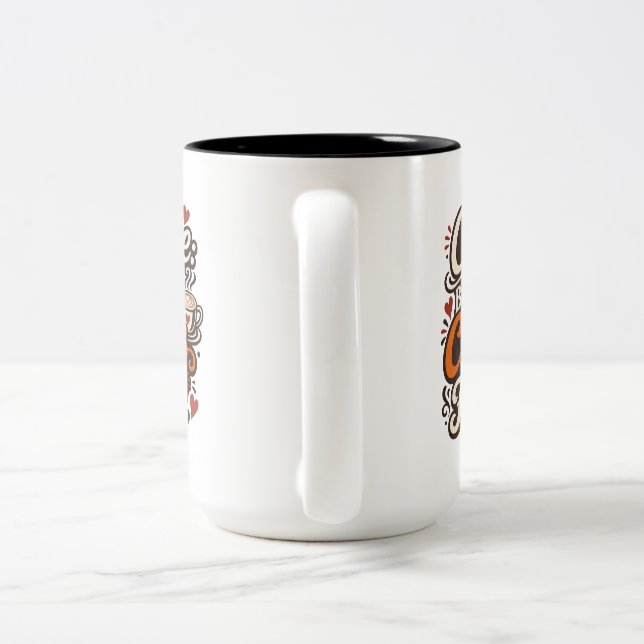 Tasse 2 Couleurs Café chaos réunions de bureau (Poignée)