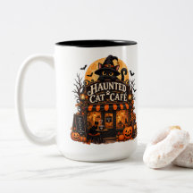 Café Chat Hanté Chat Noir Halloween Vintage Épouva