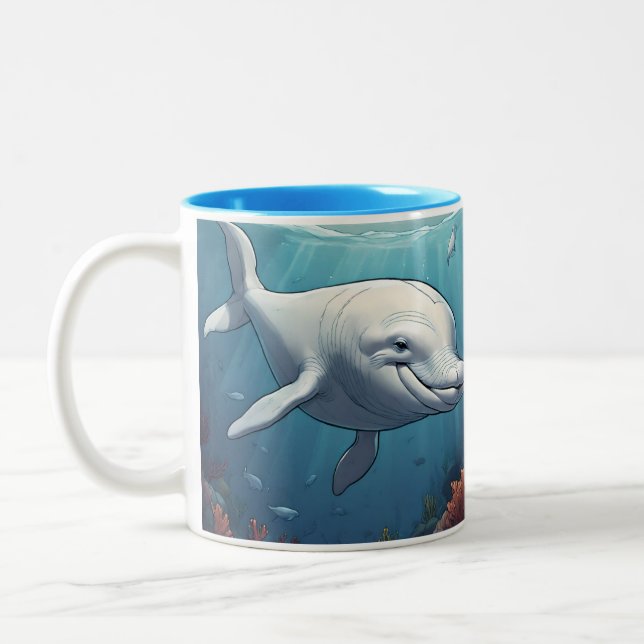 Tasse 2 Couleurs Café de baleine de Beluga (Gauche)