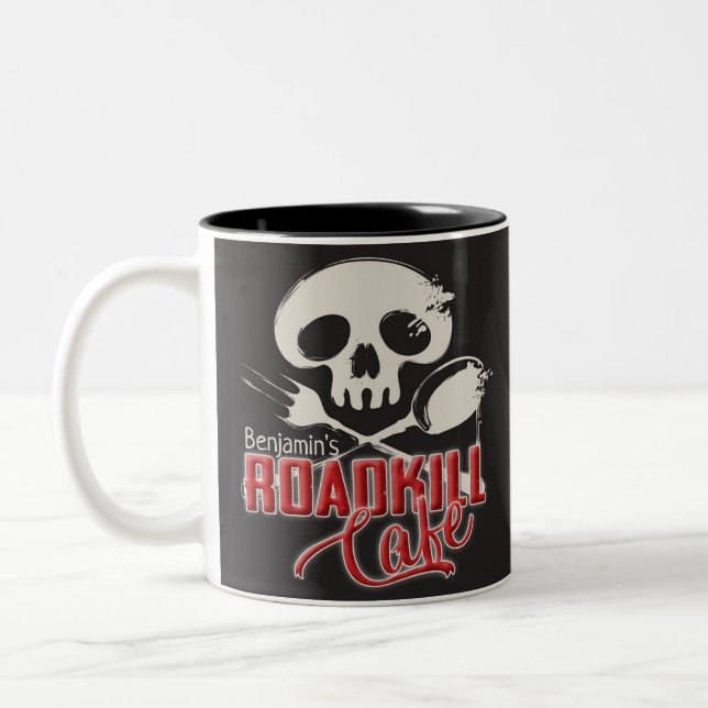 Tasse 2 Couleurs Café Diner Cheeky Roadkill PERSONNALISÉ NOM (Gauche)