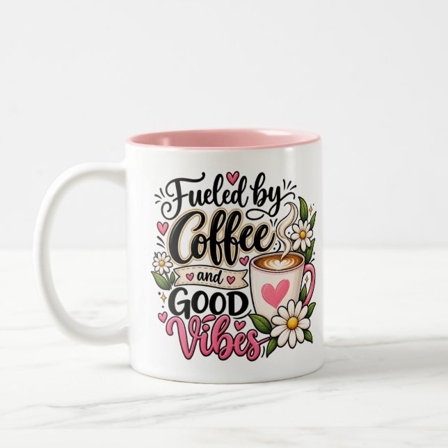 Tasse 2 Couleurs Café et bonnes vibrations (Gauche)