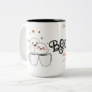 Tasse 2 Couleurs Café fantôme mignon Boo-tiful matin Halloween
