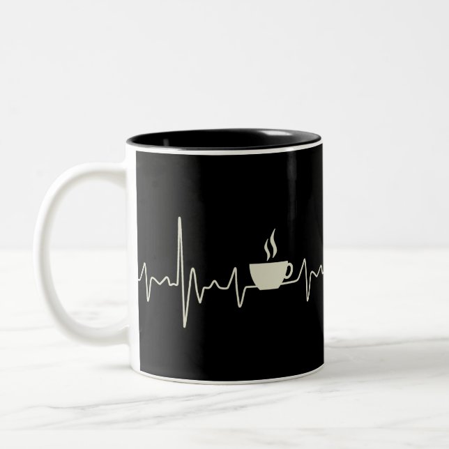 Tasse 2 Couleurs Café junkie espresso design avec pulsation (Gauche)