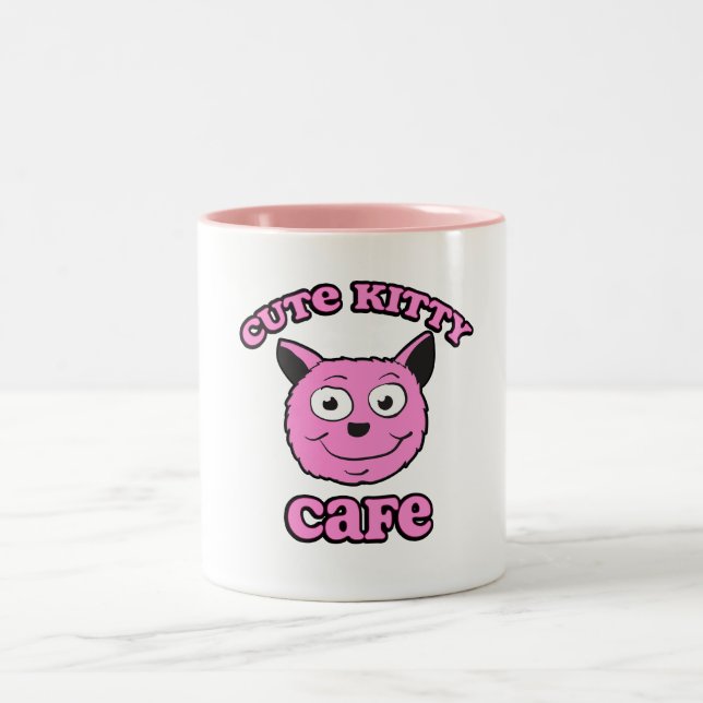 Tasse 2 Couleurs Café Mignon Chat (Centre)