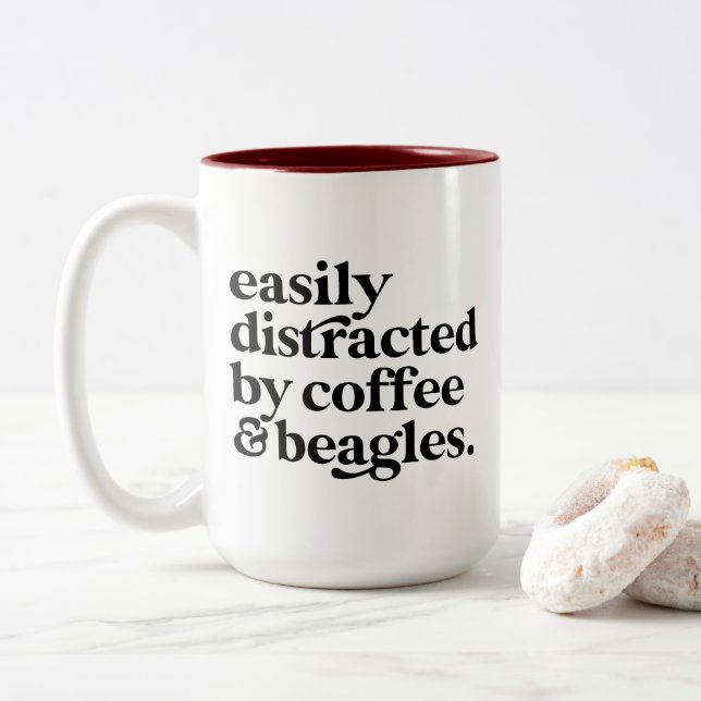 Tasse 2 Couleurs Café moderne et Amoureux des chiens Beagle personn (Avec donut)