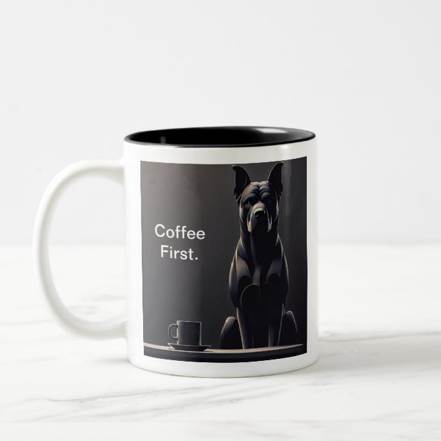 Tasse 2 Couleurs Café Premier chien noir (Gauche)