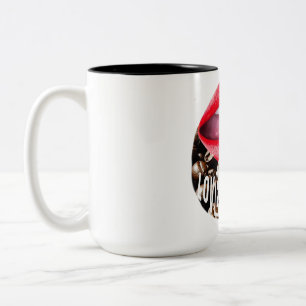 Tasse 2 Couleurs Café rouge gras avec lèvres et langue