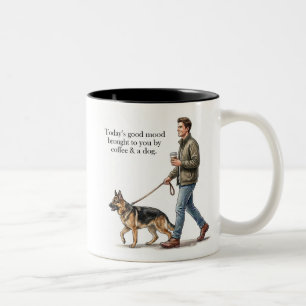 Tasse 2 Couleurs Café & un berger allemand rendent cette journée me