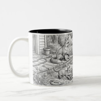 Tasse 2 Couleurs Cafetière à deux tons avec croquis au crayon de la