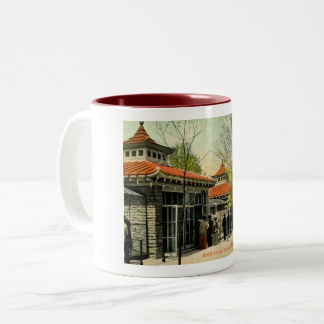 Tasse 2 Couleurs Cages d'oiseaux au Zoo, Cincinnati, OH Carte Posta (Devant gauche)