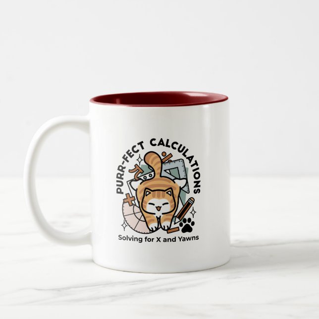 Tasse 2 Couleurs Calculs Parfaits – Création de chat de maths drôle (Gauche)