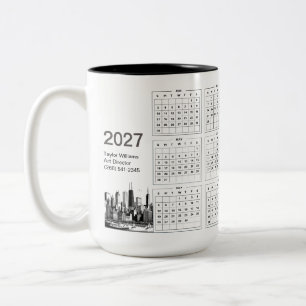 Tasse 2 Couleurs Calendrier de bureau minimaliste sur le thème de C
