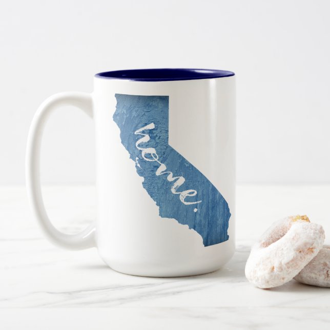 Tasse 2 Couleurs California Home Wood Grain (Avec donut)