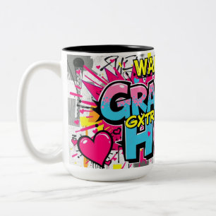 Tasse 2 Couleurs Câlins graffiti de grand-mère