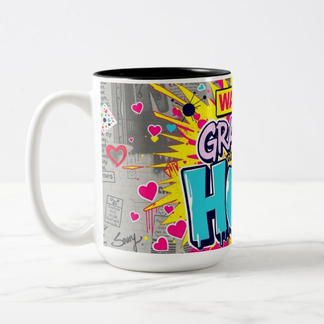 Tasse 2 Couleurs Câlins graffitis de grand-mère - Fête des grands-p (Gauche)