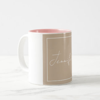 Tasse 2 Couleurs Calligraphie Élégante Plaque Nom simple