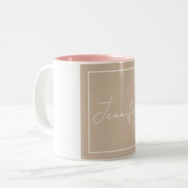 Tasse 2 Couleurs Calligraphie Élégante Plaque Nom simple (Devant gauche)
