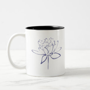 Tasse 2 Couleurs Calligraphie Lotus (Bleu)