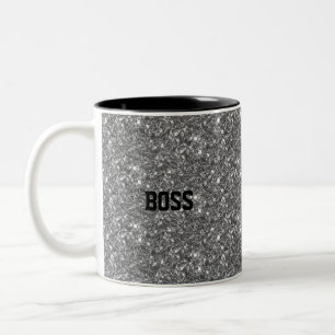 Tasse 2 Couleurs Calligraphie sur gris scintillant