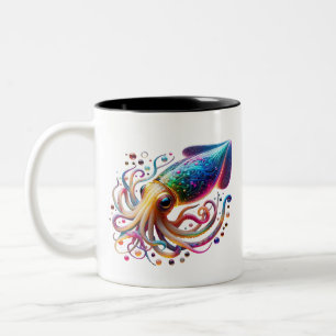 Tasse 2 Couleurs Calmar Néon Vibrant – Créature Colorée des Profond
