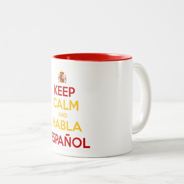 Tasse 2 Couleurs Calme et Habla Español (Devant droit)