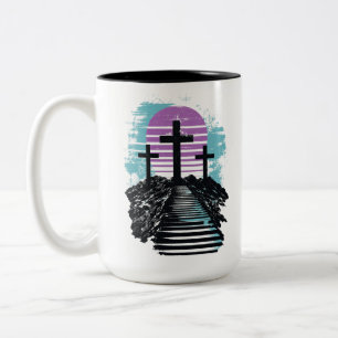 Tasse 2 Couleurs Calvaire Golgotha c'est fini Moderne chrétien