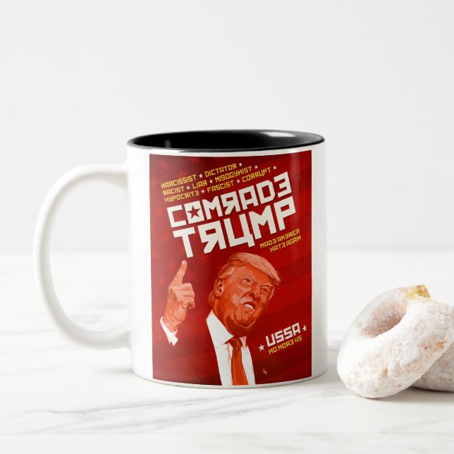 Tasse 2 Couleurs Camarade Trump - Affiche soviétique (Avec donut)