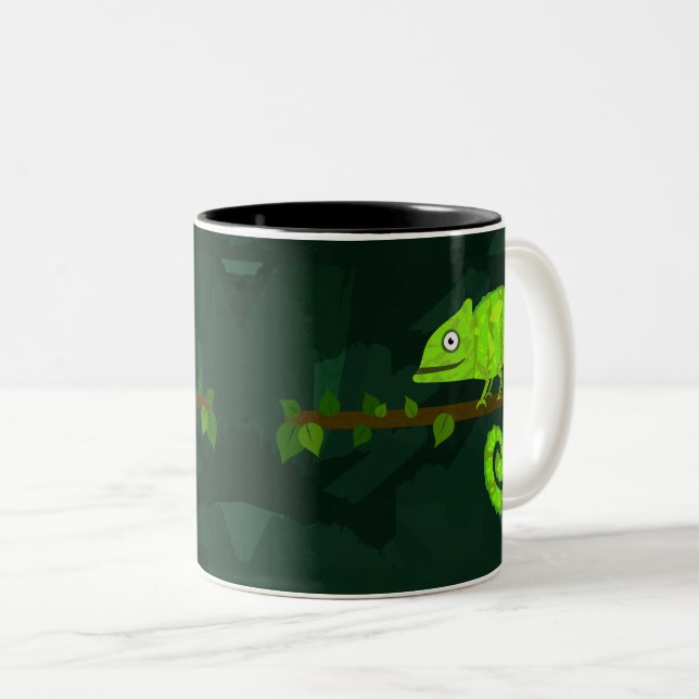 Tasse 2 Couleurs Caméléon mignon vert (Devant droit)