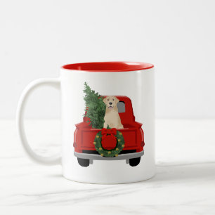 Tasse 2 Couleurs Camion de Noël du Labrador jaune