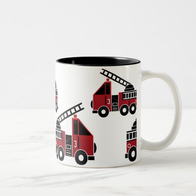 Tasse 2 Couleurs Camion de pompiers muet (Droit)