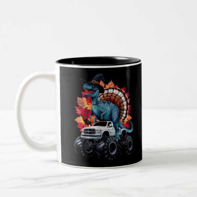 Tasse 2 Couleurs Camion Monster T-Rex Dinosaur de Thanksgiving (Gauche)