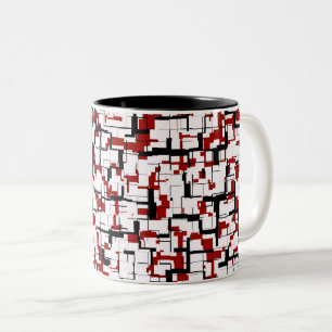 Tasse 2 Couleurs Camion numérique noir blanc Motif rouge