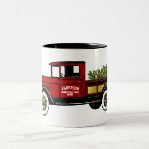 Tasse 2 Couleurs Camion Vintage Votre ferme d'arbres de Noël