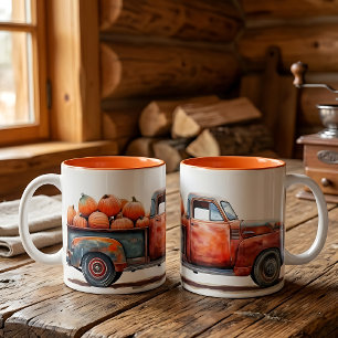 Tasse 2 Couleurs Camionnette Vintage Récolte de Citrouilles