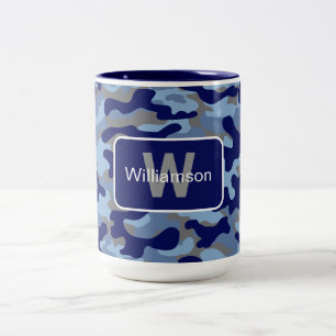 Tasse 2 Couleurs Camo bleu avec personnalisation