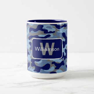 Tasse 2 Couleurs Camo bleu avec personnalisation
