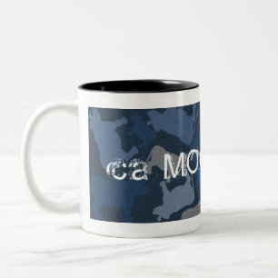 Tasse 2 Couleurs CaMOOflage Collage de vache en bleu