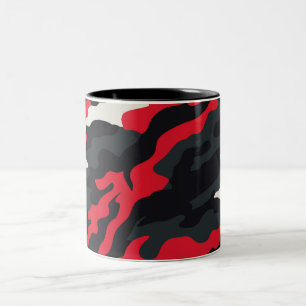 Tasse 2 Couleurs Camouflage blanc gris rouge Motif Camo