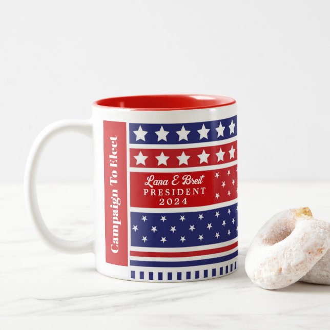 Tasse 2 Couleurs Campagne pour élire Lana E Breit Présidente 2024 (Avec donut)