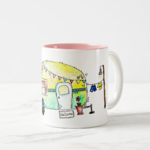 Tasse 2 Couleurs Camper joyeux rétro mignon et fantasque