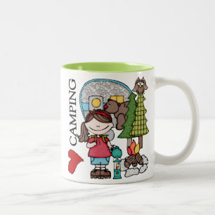 Tasse 2 Couleurs Camping Brown d'amour de la fille I de cheveux