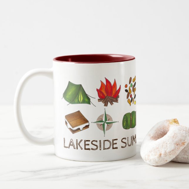 Tasse 2 Couleurs Camping d'été sur mesure Tente Fire Trail Mix Comp (Avec donut)